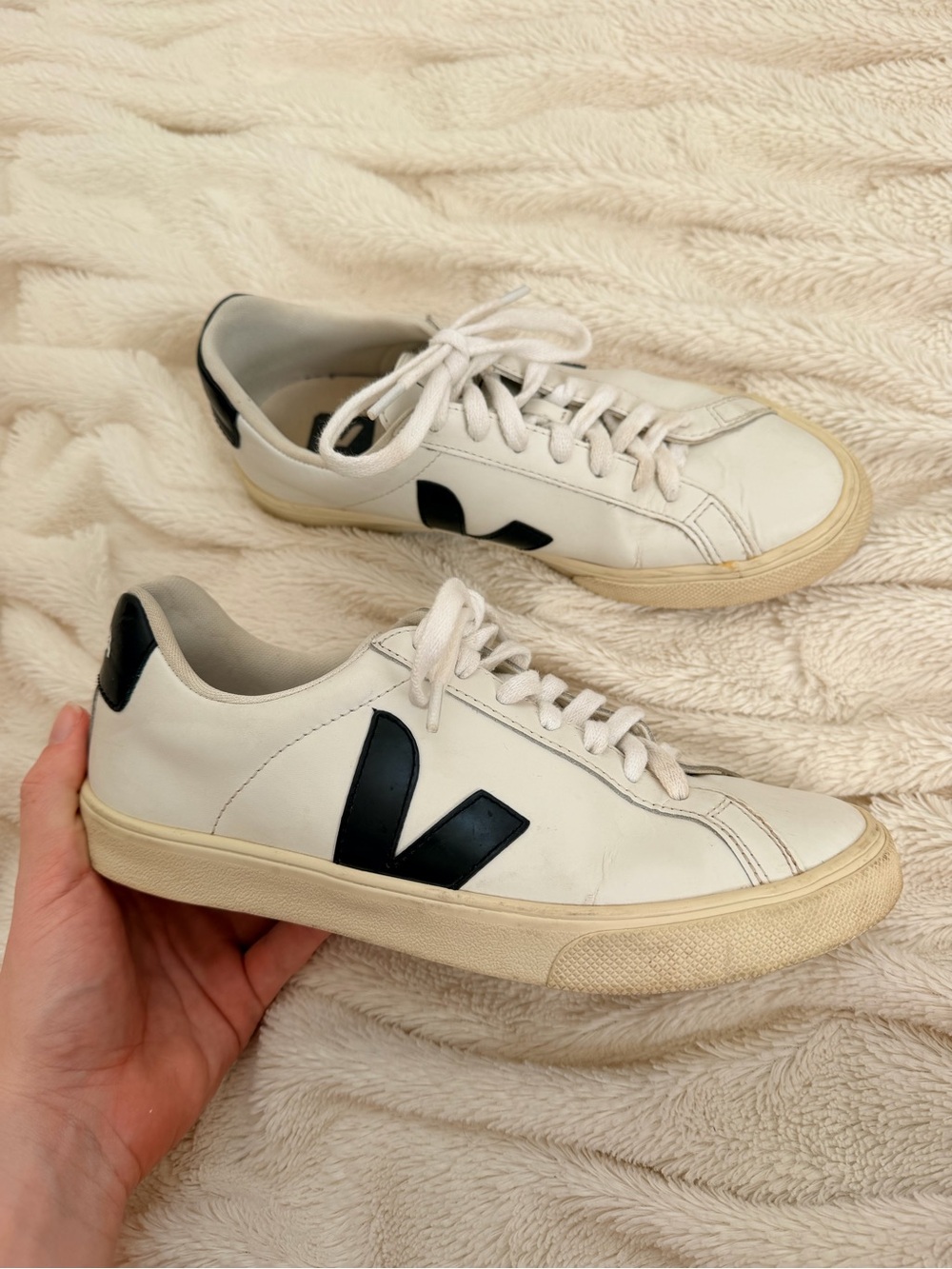 Veja Esplar Leather low-top sneakers white/black Sz 6 women’s